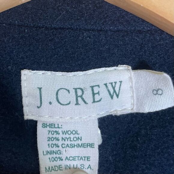 Vintage J. Crew Button‎ Down Navy Topcoat Pea Coat Size 8 EUC Wool & Cashmere - Picture 4 of 8